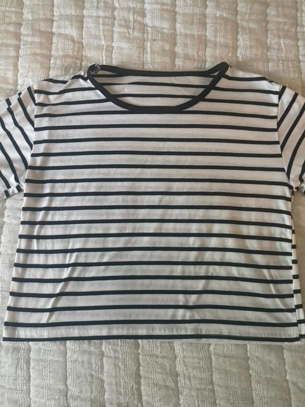 Classic Black & White Striped Crewneck Tee